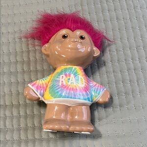 Rad Troll Doll with Pink Hair and Tie-Dye Shirt Piggy Bank